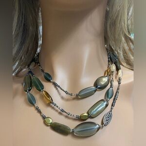 Silpada 925 Tumbled Stones Necklace N2225 Mixed Metals Labradorite & Glass EX CO